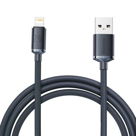 Baseus Crystal Shine Series 2.4A Fast Charging USB to Lightning Data Cable 2m Black CAJY000101 - Saif Al Najmi Kw