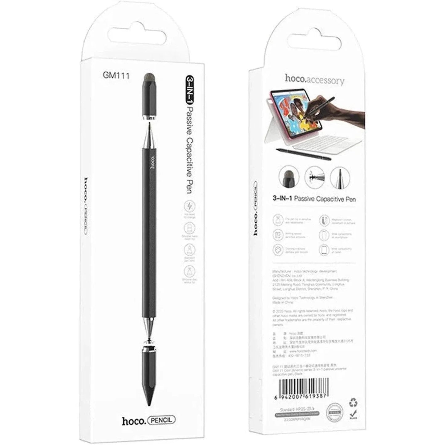 GM111 Cool dynamic series 3-in-1 passive universal capacitive pen - Black - Saif Al Najmi Kw