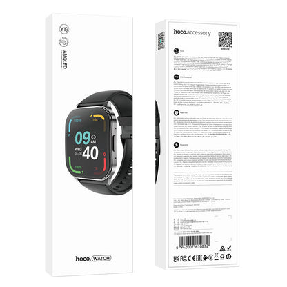 Hoco Y19 AMOLED Bluetooth Smart Sports Watch 1.96 Inch, IP68 Waterproof - Black