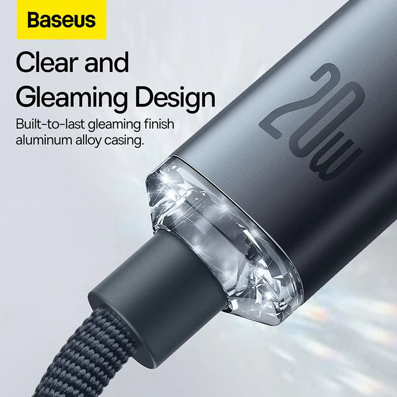 Baseus Crystal Shine Series 20W Fast Charging Type-C to Lightning For iPhone 1.2m Data Cable Black CAJY000201 - Saif Al Najmi Kw