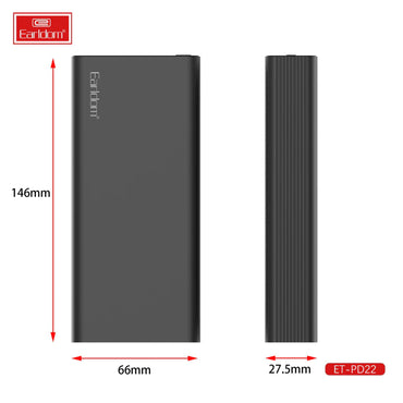 EARLDOM PD22 20000mAh 20W Power Bank - Black - High Capacity & Fast Charging