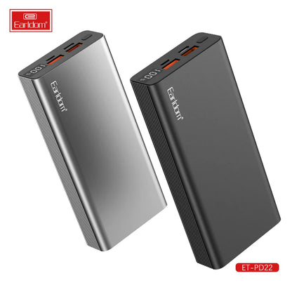 EARLDOM PD22 20000mAh 20W Power Bank - Black - High Capacity & Fast Charging