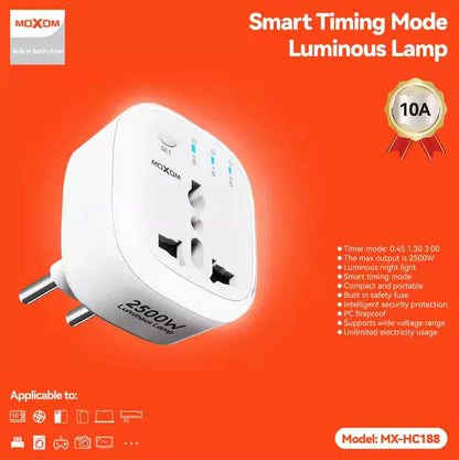 MOXOM Universal Travel Multi Port USB Wall Charger 10A EU Timing luminous conversion plug socket