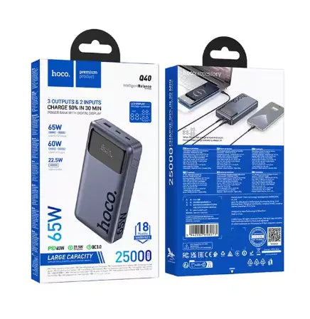 HOCO Q40 Leader PD 65W Power Bank with Digital Display - 25000mAh Capacity