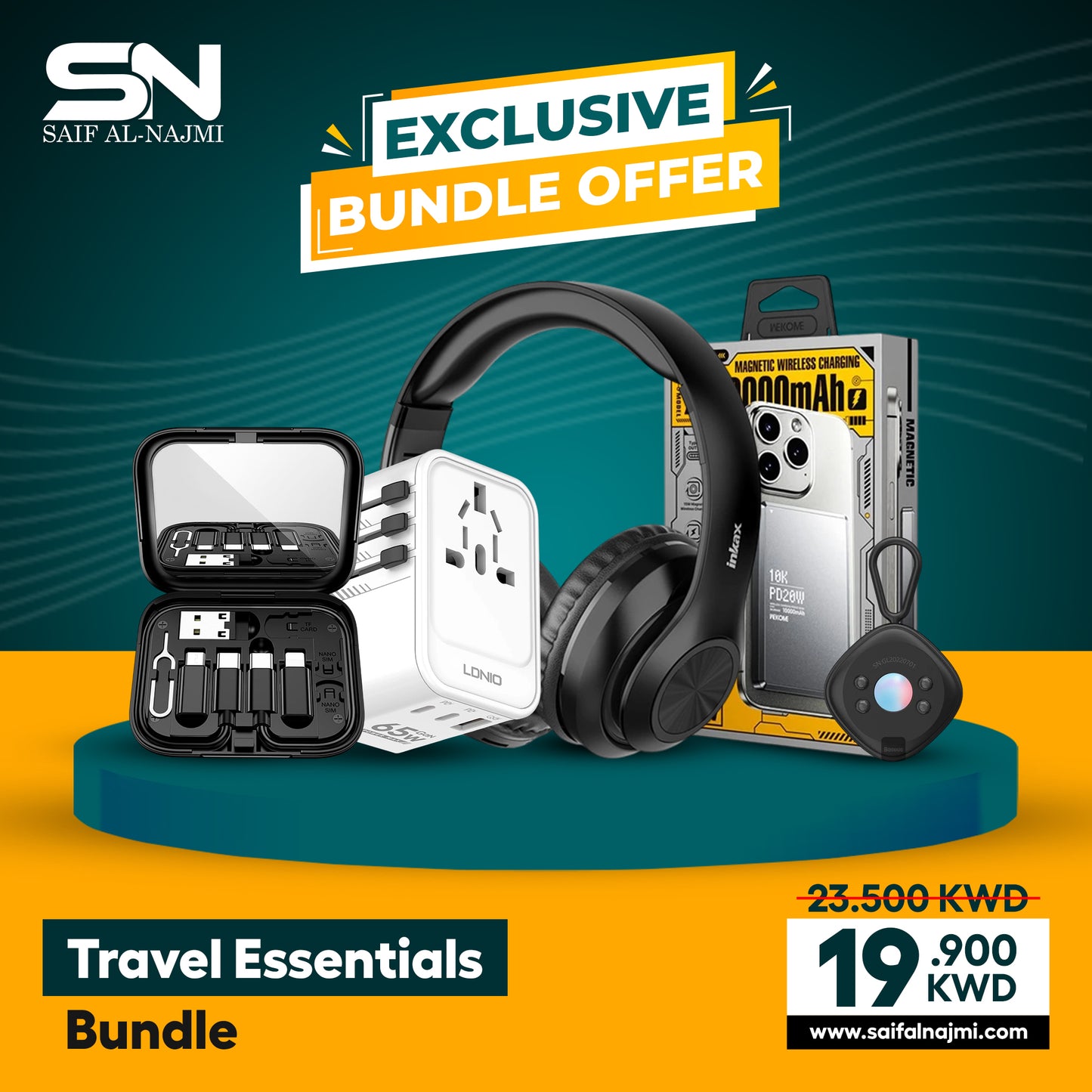 Exclusive Travel Essentials Bundle – Power Bank, Headphones, Adapter & More for the Modern Traveler