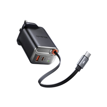 Mcdodo CH-409 67W FreeGo GaN UK Travel Charger 3Pin USB A + C + Retractable Type C Cable MCD-CH4090