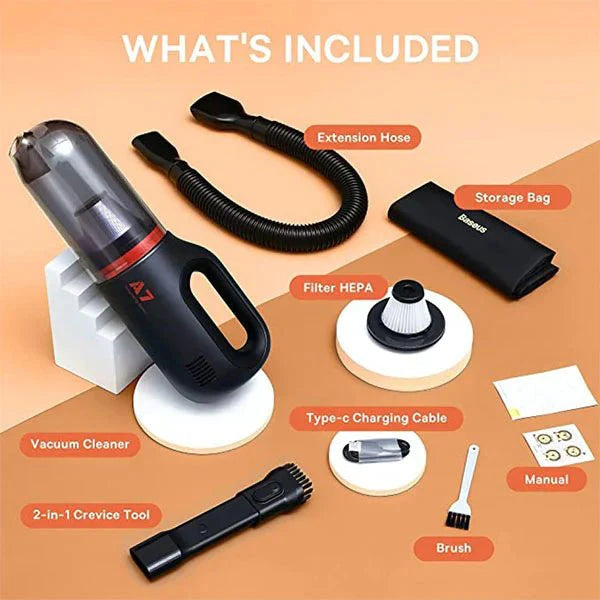 Baseus A7 Car Vacuum Cleaner, Black - VCAQ020213 - Saif Al Najmi Kw