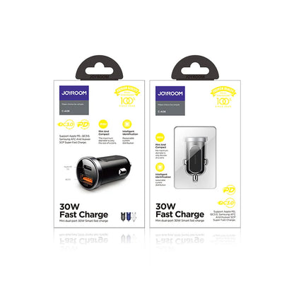 Mini dual-port 30W smart car charger PD+QC3.0  C-A08 - White - Saif Al Najmi Kw