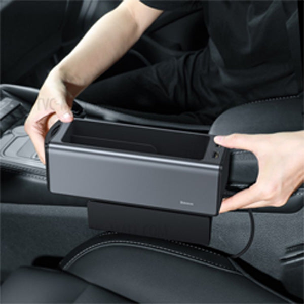 Baseus inAuto Deluxe Metal Armrest Console Organizer (Dual USB Power Supply) CRCWH-A01 – Black - Saif Al Najmi Kw