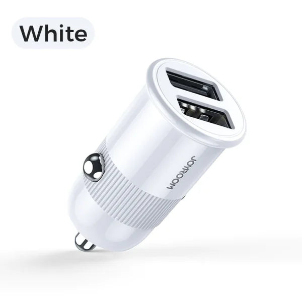 3.1A dual USB Car Charger with Cable C-A06 - White - Saif Al Najmi Kw