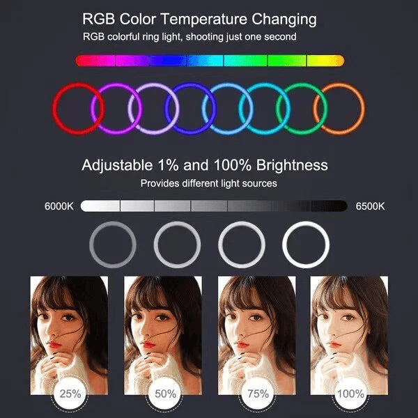 MJ-36 RGB LED Soft Ring Light - Adjustable Lighting for YouTube, Photography & Live Streaming