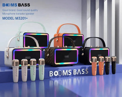 BOOMS BASS M3201+ TWS Wireless Bluetooth Dual Microphone Karaoke Family KTV Portable 3D Stereo Speaker - Saif Al Najmi Kw