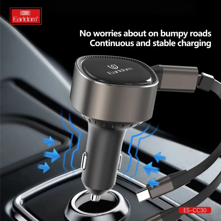 Earldom ES-CC30 30W Retractable USB C Car Charger