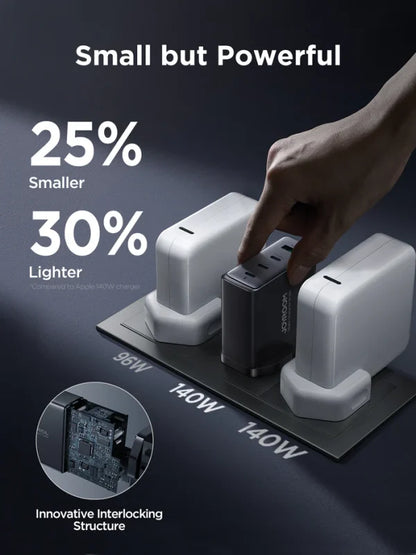 140W 3C1A Fast Charger-Black+240W C to C Cable 1.2m GaN Ultra JR-TCG05 - Saif Al Najmi Kw