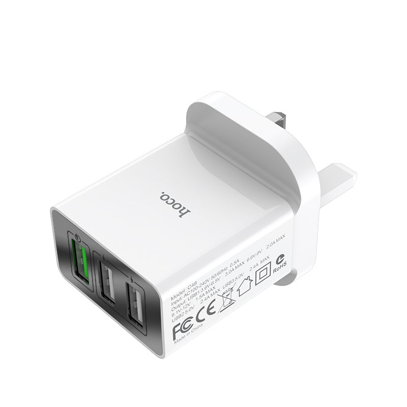 C48 Breakthrough QC3.0 three ports charger(UK) - White - Saif Al Najmi Kw