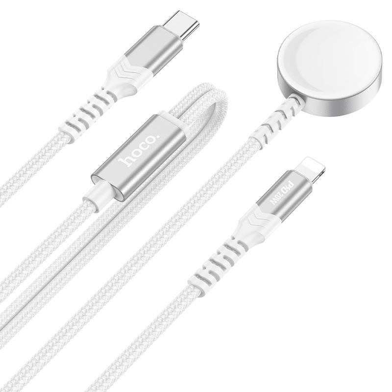 CW54 2-in-1 charging cable iP+iWatch - White - Saif Al Najmi Kw