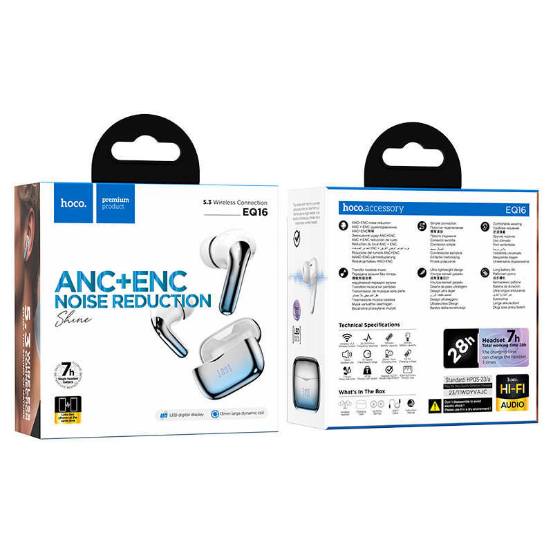 HOCO Shine true wireless ANC+ENC Noise Reduction BT headset -EQ16