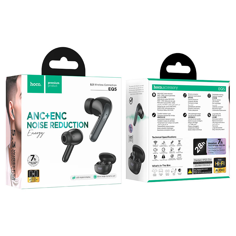 EQ5 Energy true wireless ANC+ENC noise reduction BT headset - black