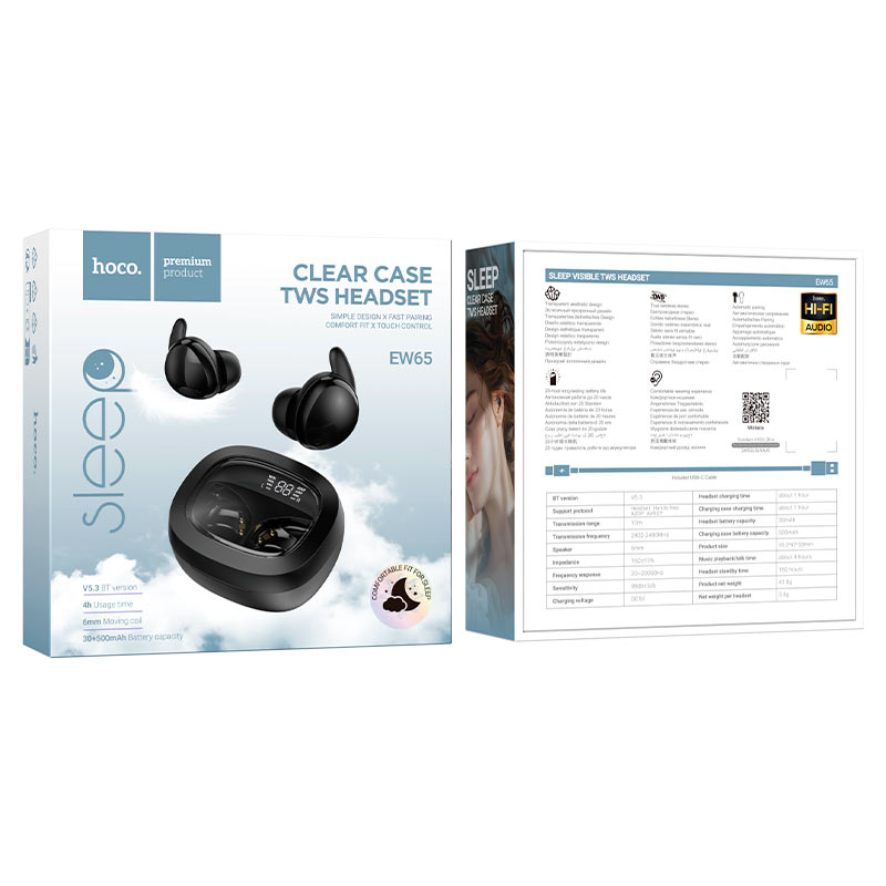 EW65 Shadow true wireless sleep BT headset - black