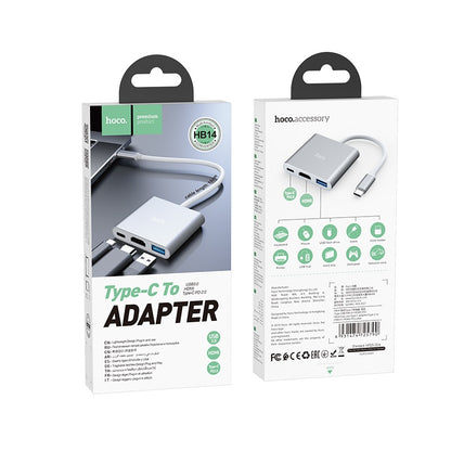 HB14 Easy use Type-C adapter(Type-C to USB3.0+HDMI+PD) - Silver - Saif Al Najmi Kw