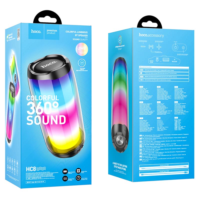 Hoco HC8 Pulsating colorful luminous wireless speaker - Black