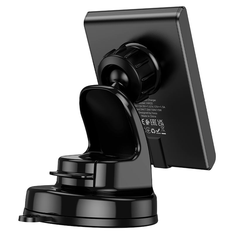 HW20 Precious magnetic wireless fast charging car holder(center console) - Black - Saif Al Najmi Kw