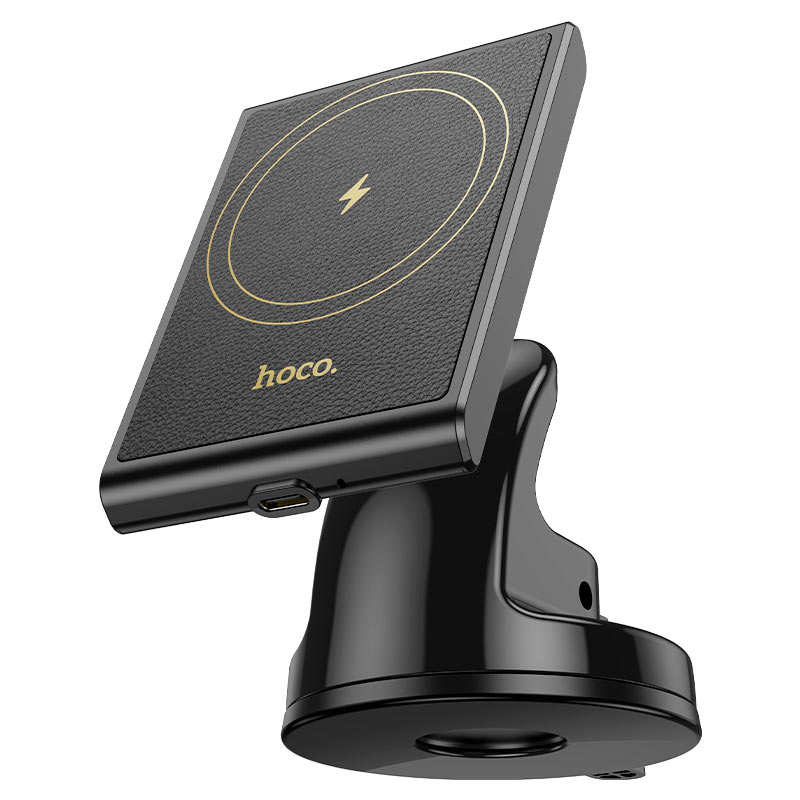 HW20 Precious magnetic wireless fast charging car holder(center console) - Black - Saif Al Najmi Kw