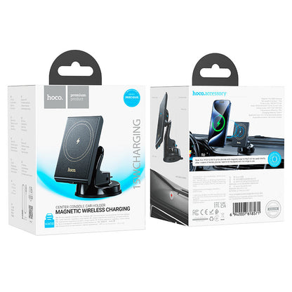 HW20 Precious magnetic wireless fast charging car holder(center console) - Black - Saif Al Najmi Kw