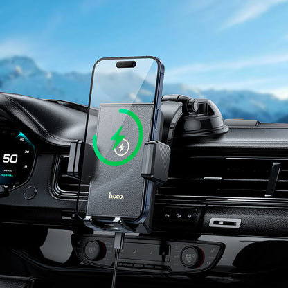 HW22 Precious wireless fast charging car holder(center console) - Black - Saif Al Najmi Kw