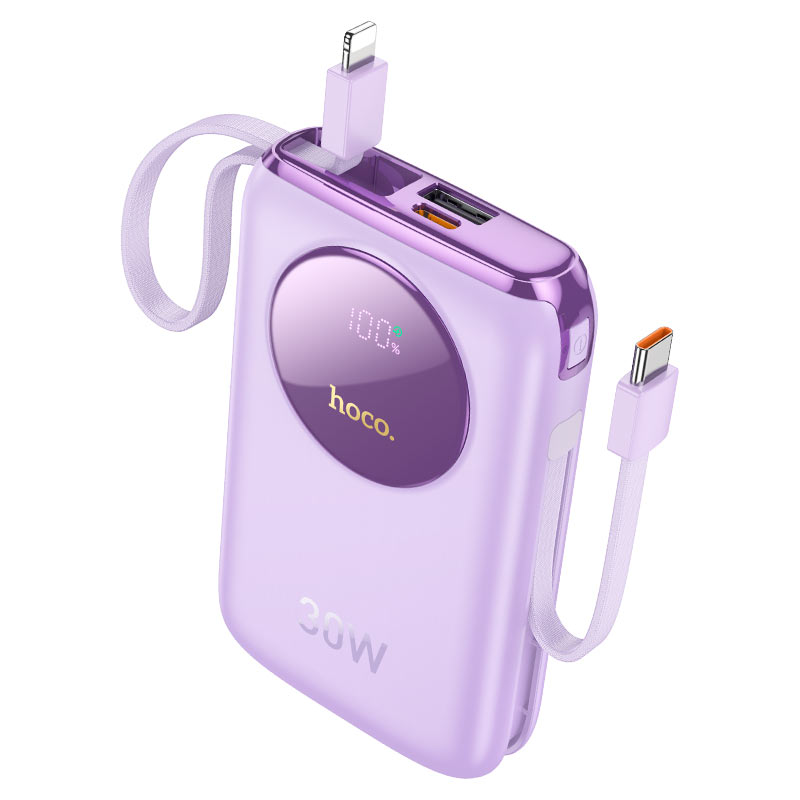 Q19 Lucky 30W fully compatible power bank with digital display and cable(10000mAh) - Purple - Saif Al Najmi Kw