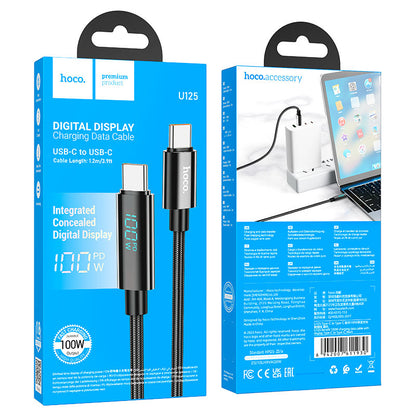 Hoco U125 Benefit 100W charging data cable with display Type-C to Type-C