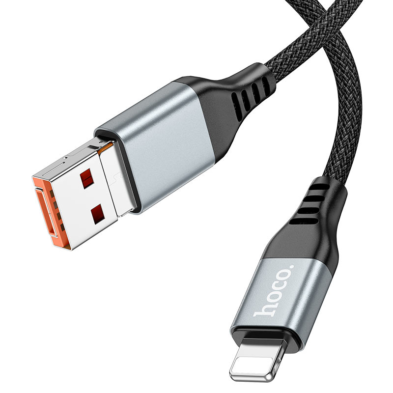 U128 Viking 2-in-1 charging data cable USB/Type-C to iP - Black - Saif Al Najmi Kw