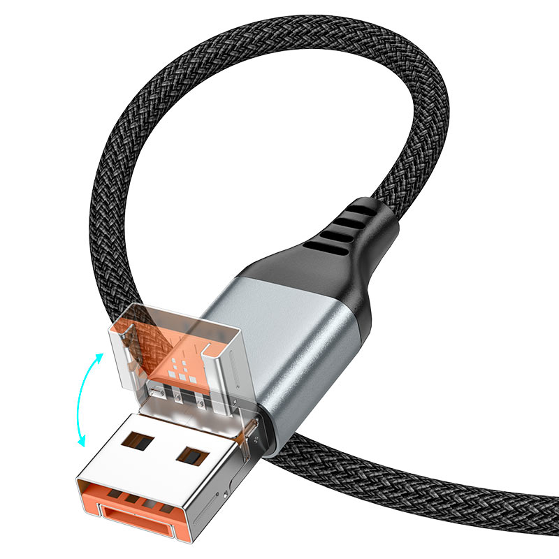 U128 Viking 2-in-1 charging data cable USB/Type-C to iP - Black - Saif Al Najmi Kw