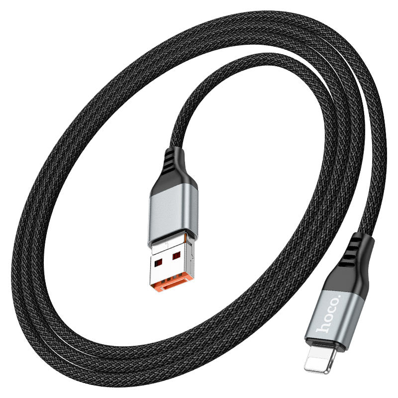 U128 Viking 2-in-1 charging data cable USB/Type-C to iP - Black - Saif Al Najmi Kw