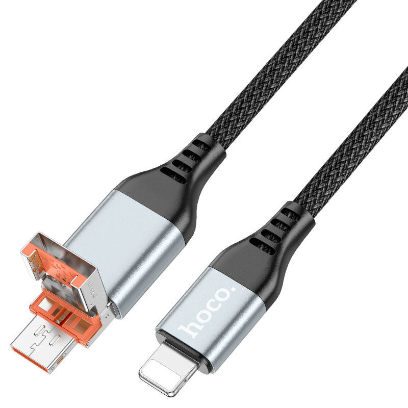 U128 Viking 2-in-1 charging data cable USB/Type-C to iP - Black - Saif Al Najmi Kw