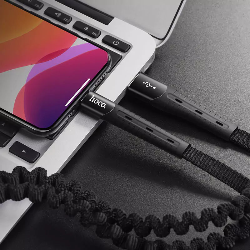 Cable USB to Lightning “U78 Cotton treasure” charging data sync - Black - Saif Al Najmi Kw