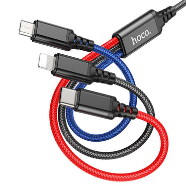 Hoco X76 3-in-1 Super charging cable(iP+Type-C+Micro)