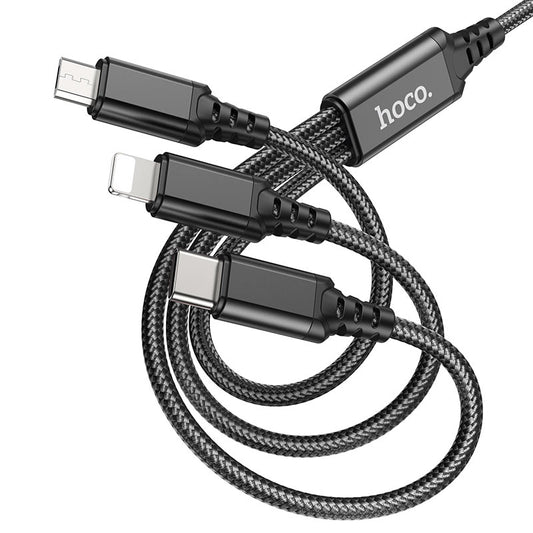 Hoco X76 3-in-1 Super charging cable(iP+Type-C+Micro)