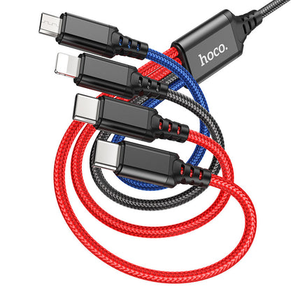 Hoco X76 4-in-1 Super charging cable(Type-C+Type-C+iP+Micro)