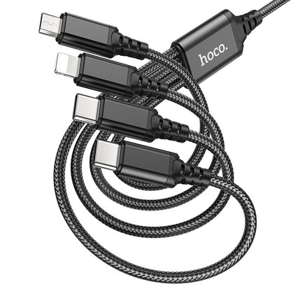 Hoco X76 4-in-1 Super charging cable(Type-C+Type-C+iP+Micro)