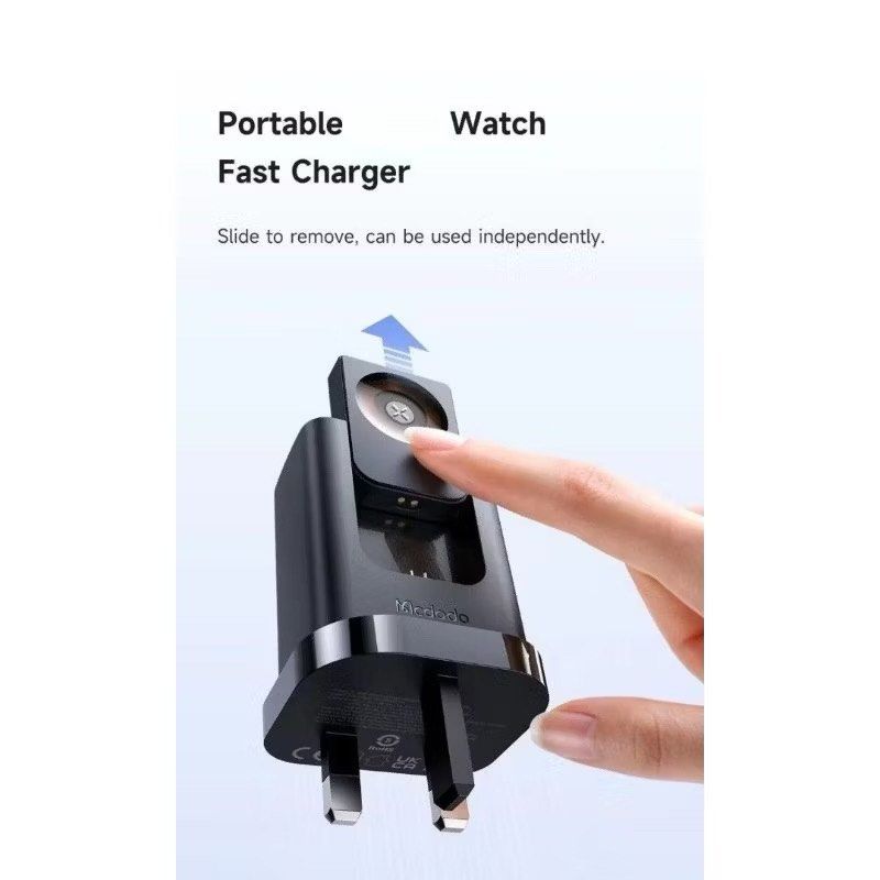 Mcdodo CH-398 30W 2-in-1 UK Travel Charger 3Pin USB A + USB C + Watch Charger