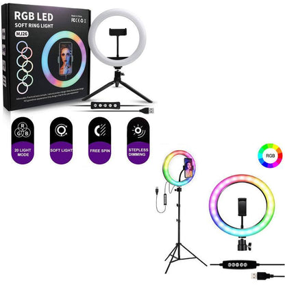 MJ-26 RGB LED Soft Ring Light with Stand - Selfie Light for Perfect Photos & Videos