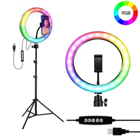 MJ-26 RGB LED Soft Ring Light with Stand - Selfie Light for Perfect Photos & Videos