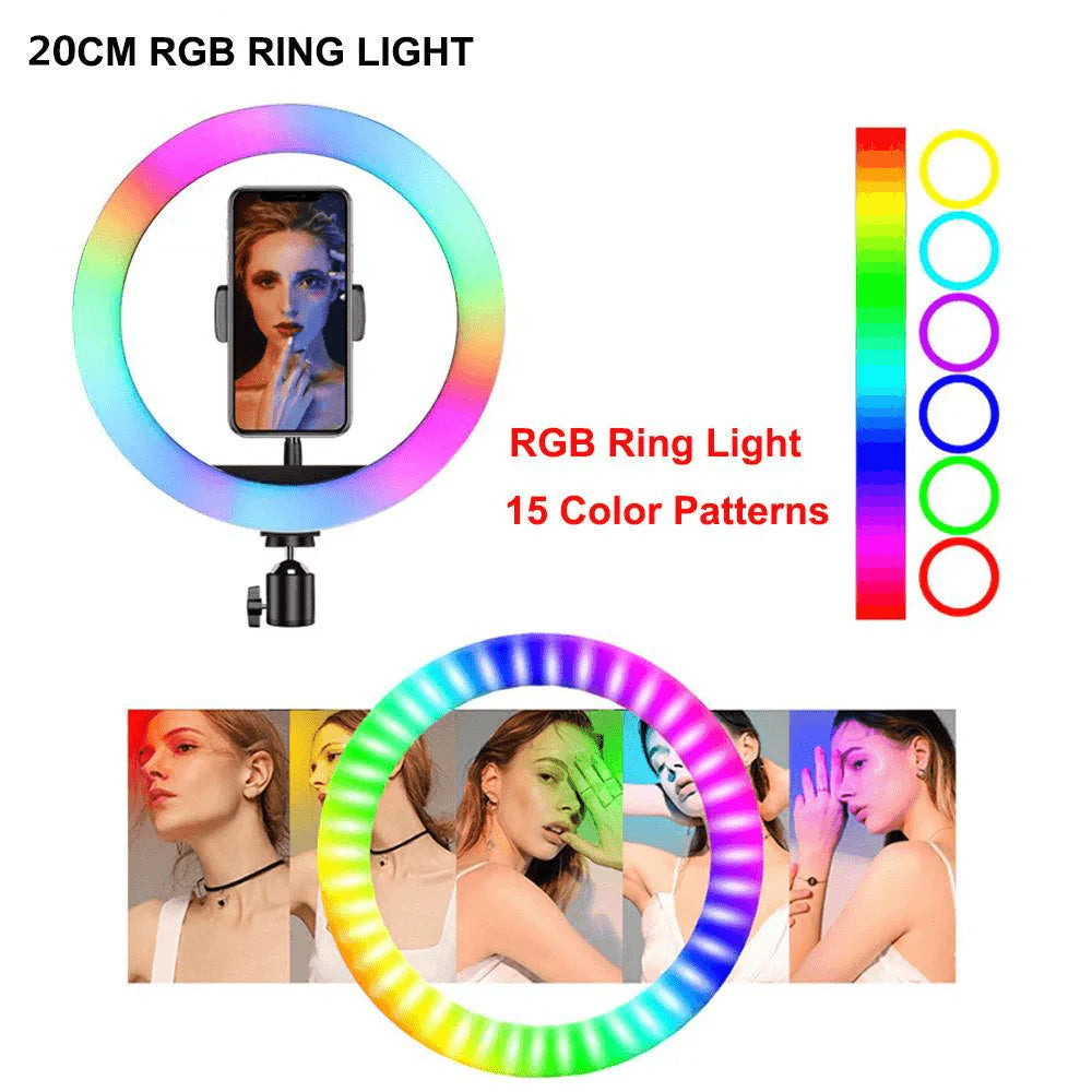 MJ-30 RGB LED Soft Ring Light with Stand - Selfie Light for Photography, Makeup & Live Streaming