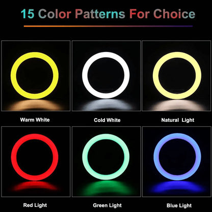 MJ-30 RGB LED Soft Ring Light with Stand - Selfie Light for Photography, Makeup & Live Streaming