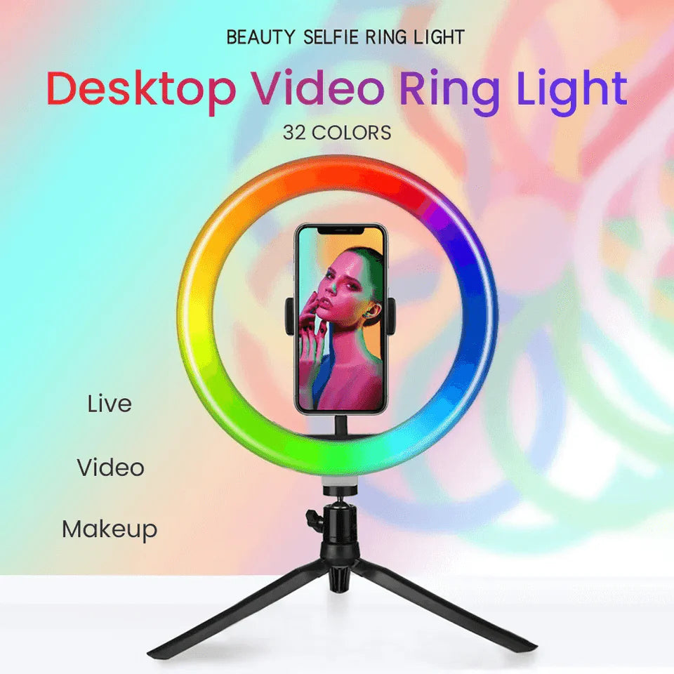 MJ-30 RGB LED Soft Ring Light with Stand - Selfie Light for Photography, Makeup & Live Streaming