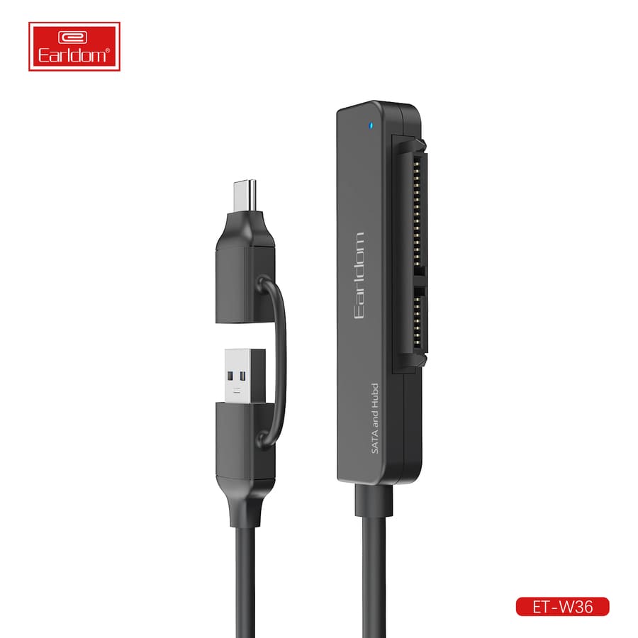 Earldom ET-W36 2-in-1 USB-C/USB to SATA Adapter for HDD/SSD