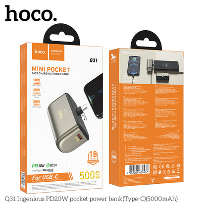 HOCO Q31 Ingenious PD20W 5000mAh Pocket Power Bank (Type-C) - Fast Charging & Portable