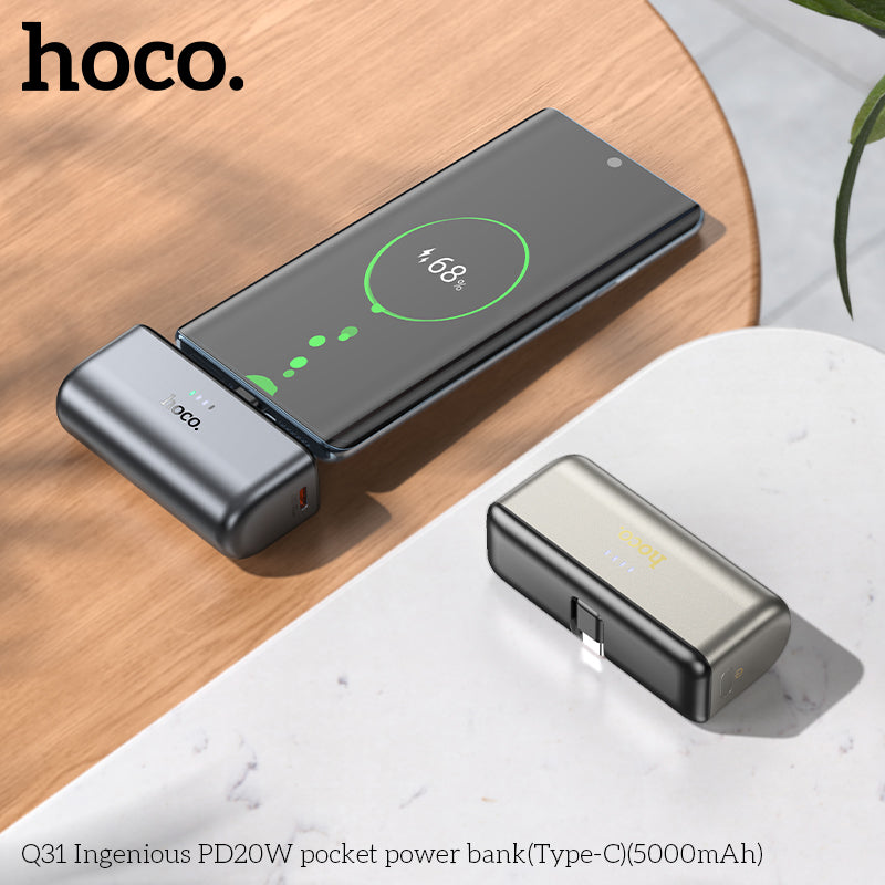 HOCO 5000mAh Pocket Power Bank with PD20W fast charging and Type-C ports
