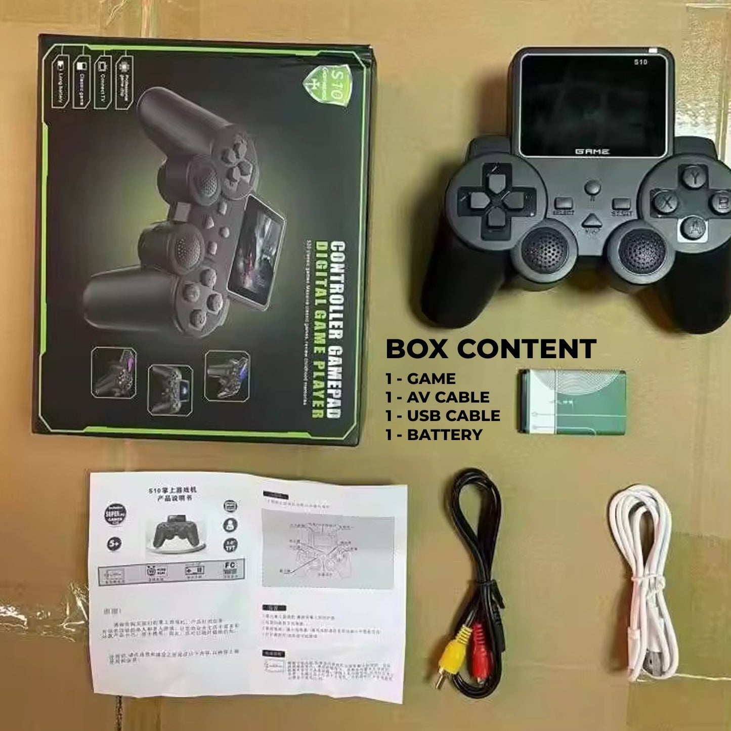 S10 Game Controller Design - 2.4" Screen, 520 Games Black Edition - Portable Handheld Console